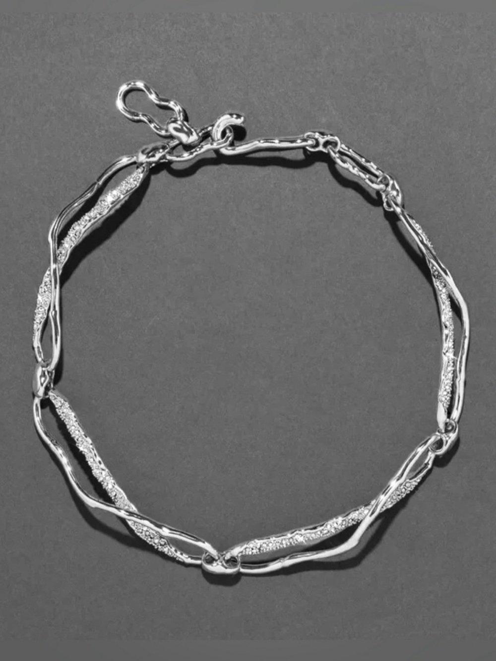 ALEXUS BITTAR Silver Solanales Crystal Infinity Link Necklace (NWOT)